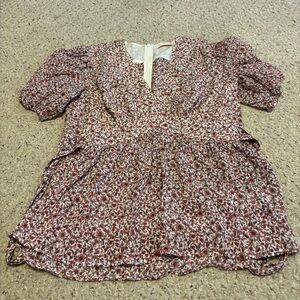 TORY BURCH SZ 6 FLORAL TIE BACK TOP BLOUSE COTTON SILK GUC